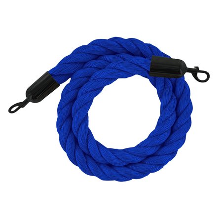 MONTOUR LINE Twisted Polyprop.Rope Blue With Black Snap Ends 8ft.Cotton Core HDPP510Rope-80-BL-SE-BK